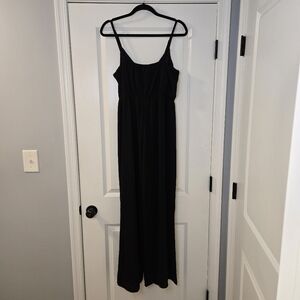 Lily Rose Black V Neck Jumpsuit With Cinch Waist Size L No Belt